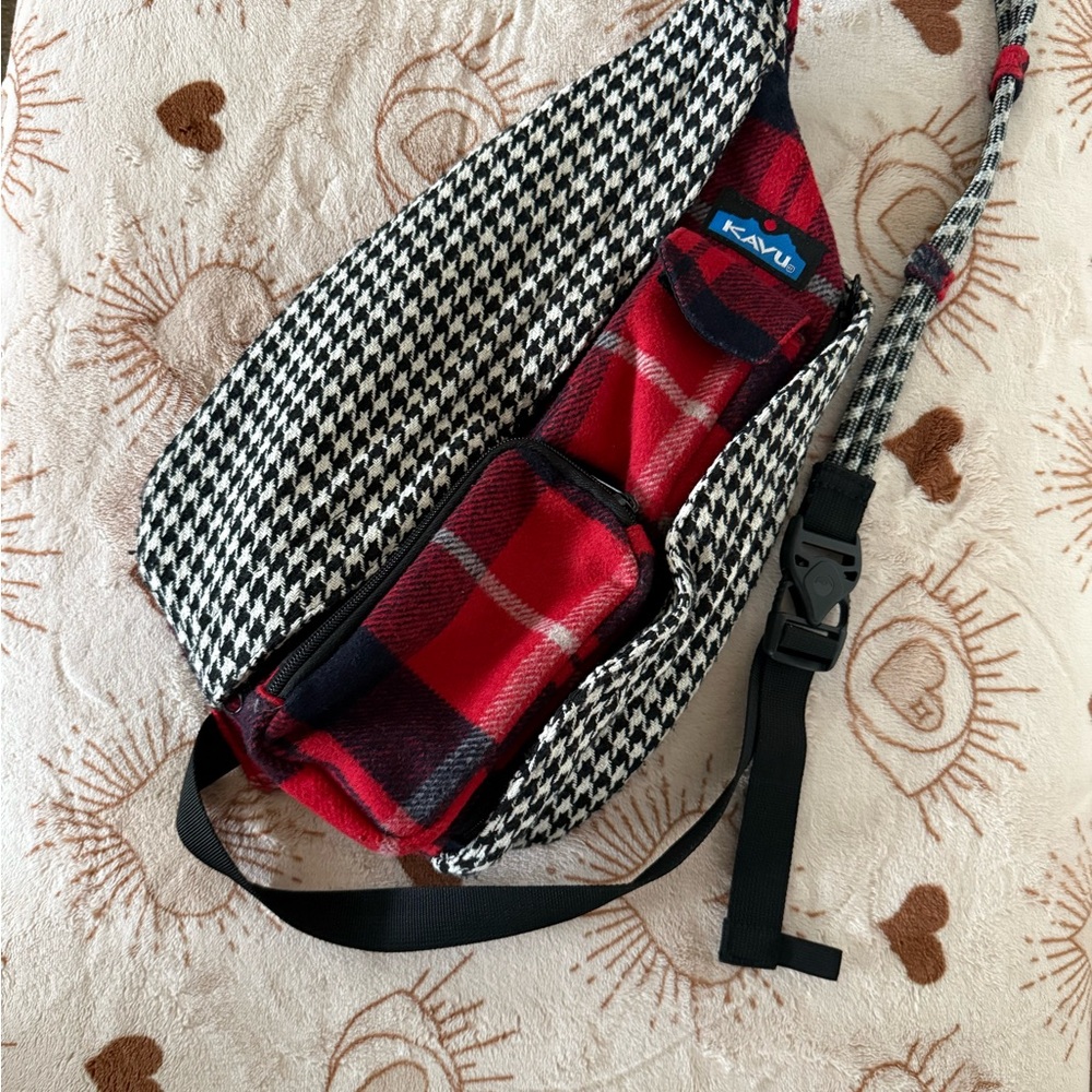 KAVU Houndstooth Rope mix Backpack with Red Accents
